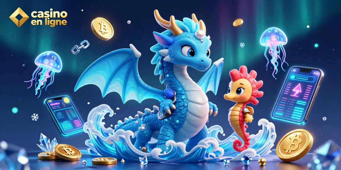 Découvrez les jeux captivants du casino en ligne avec un dragon azur et un chevalier hippocampe.