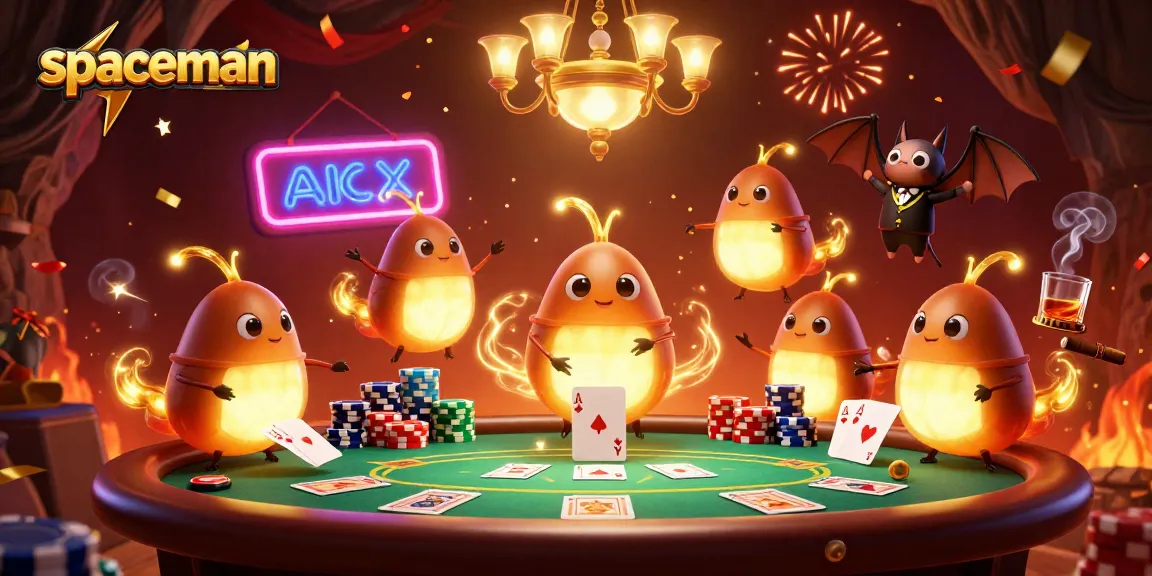 Experience thrilling gameplay with Spaceman and glowing characters in a vibrant casino scene.