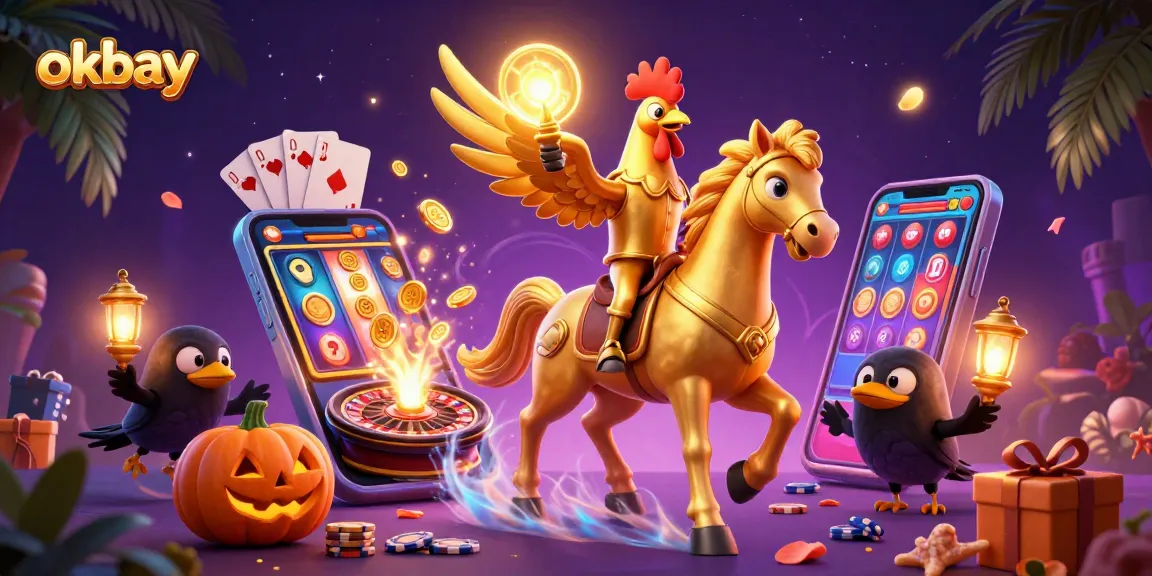 Engage with exciting slot games at okbay, featuring a vibrant 3D scene of gaming adventure.