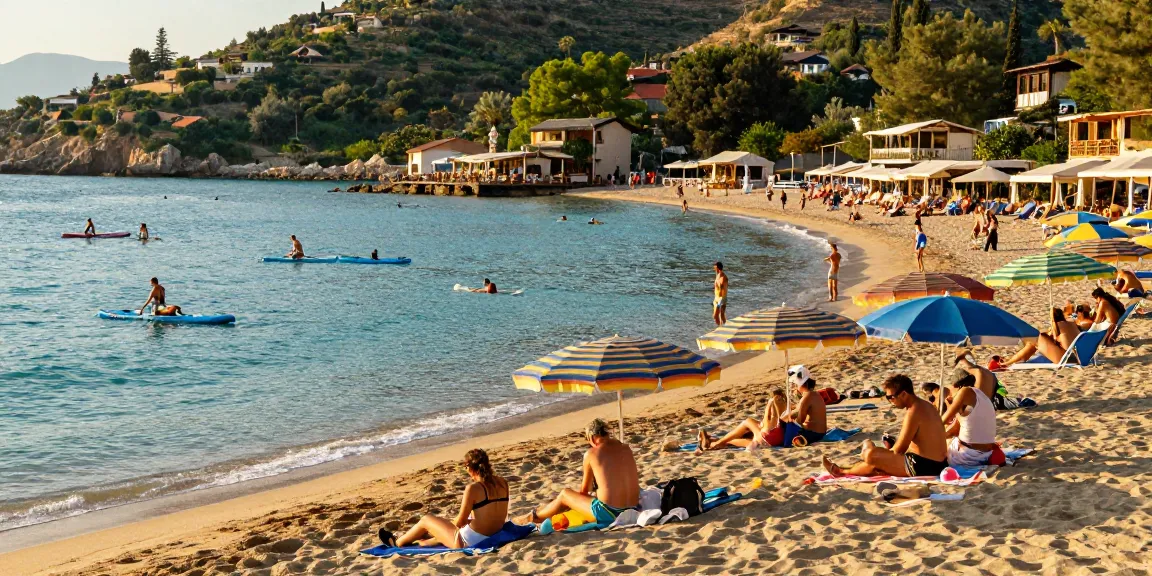 Antalya weather June beach scene with tourists enjoying sunny Mediterranean shores