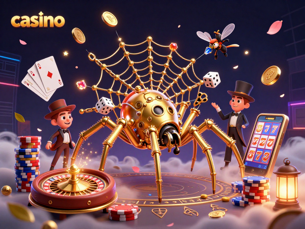 Catch the thrill of a casino with our vibrant steampunk-themed 3D illustration, showcasing exciting gaming elements.