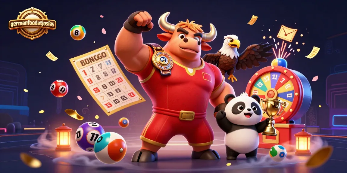 Engage in lively gameplay with germanfoodatjosies featuring a bull mascot and exciting lottery elements.