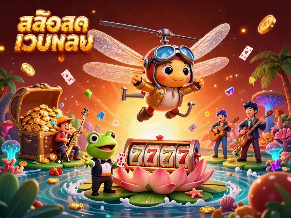 สล้อตเว็บตรง ในการ์ตูน 3D โดยมีมังกรอวกาศเป็นนักบิน ข้างล่างเป็นเจ้ามือกบแจกไพ่