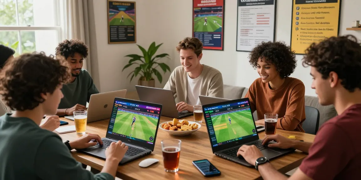 Fairplay24 users engaging in online cricket betting with real-time stats in cozy living room