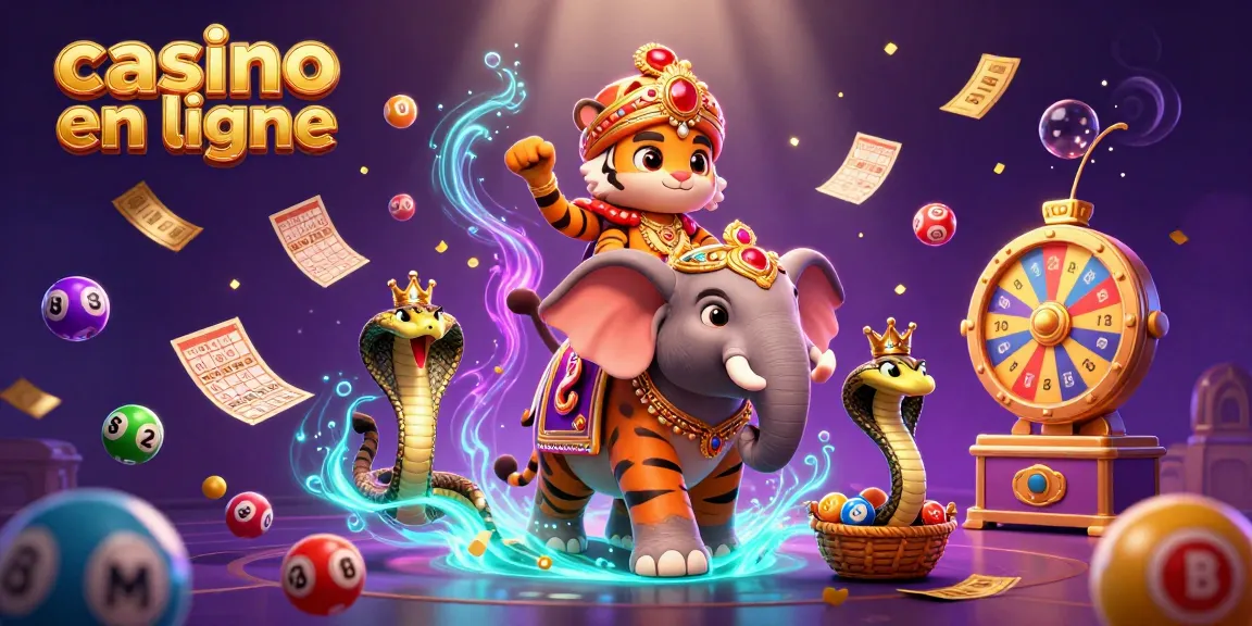 Vivez l'excitation d'un casino en ligne avec des jeux et des personnages vibrants dans une scène dynamique.