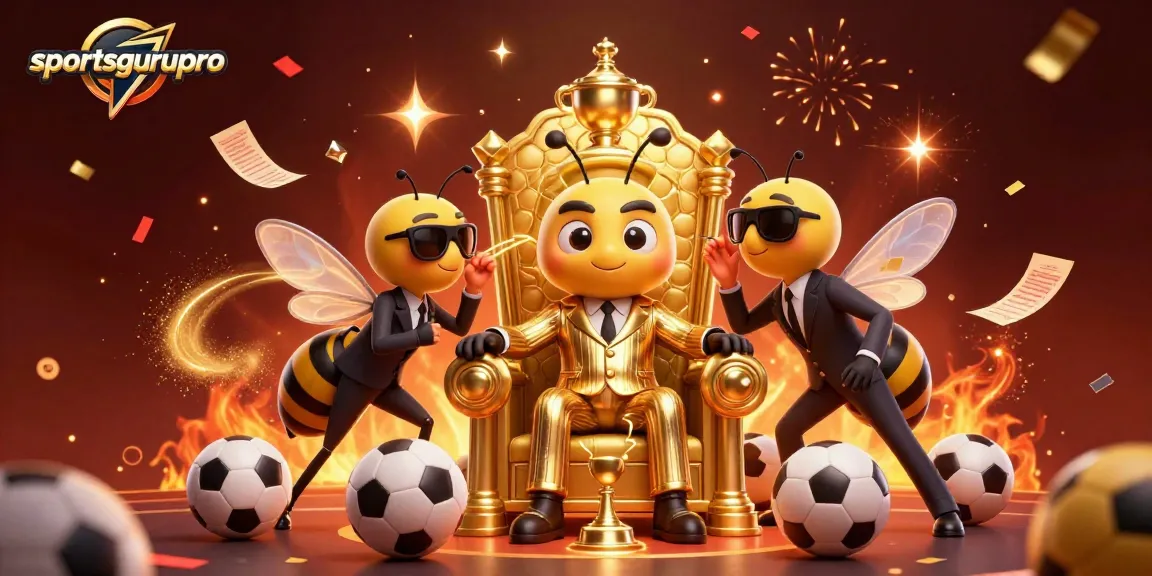 Engage with sportsgurupro's dynamic sports betting scene featuring a bumblebee mob boss and vibrant betting elements.