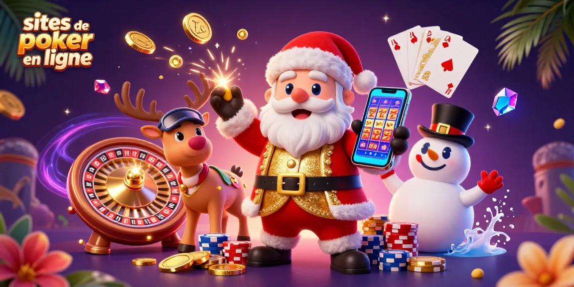 Les sites de poker en ligne s'animent avec le Père Noël et ses amis dans un casino glamour.