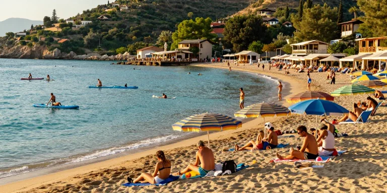 Antalya weather June beach scene with tourists enjoying sunny Mediterranean shores