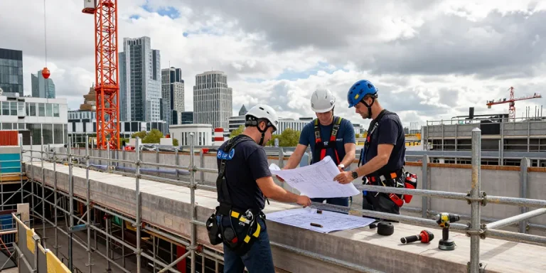 Commercial Scaffolding London team working on a multi-story project, showcasing expert assembly and safety measures.