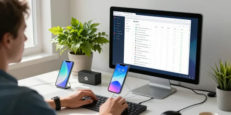 使用爱思助手下载管理iOS设备的现代工作台景象