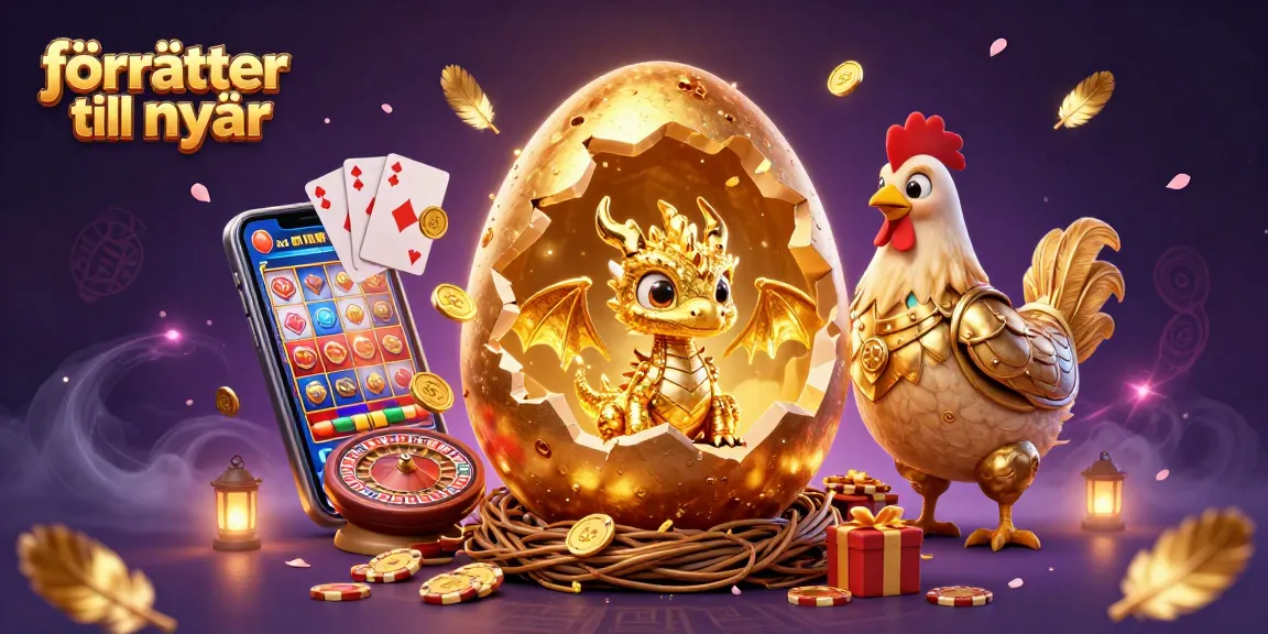 Engage in thrilling förrätter till nyår festivities, with captivating golden dragon and coins amidst dynamic casino elements.