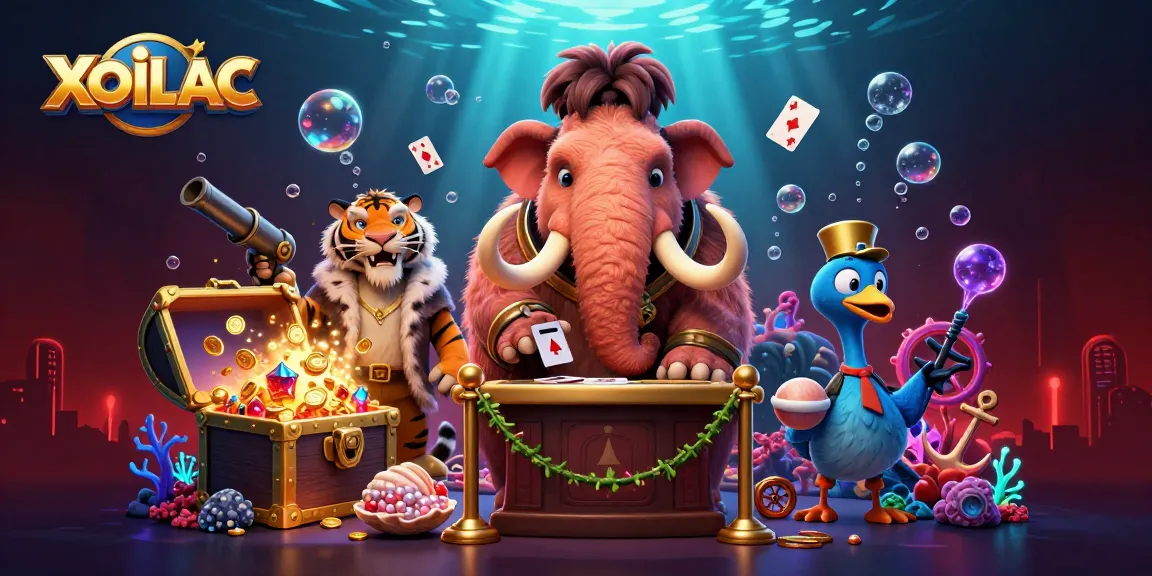 Experience the excitement of XOILAC with vibrant casino characters and rich game elements in a dynamic scene.