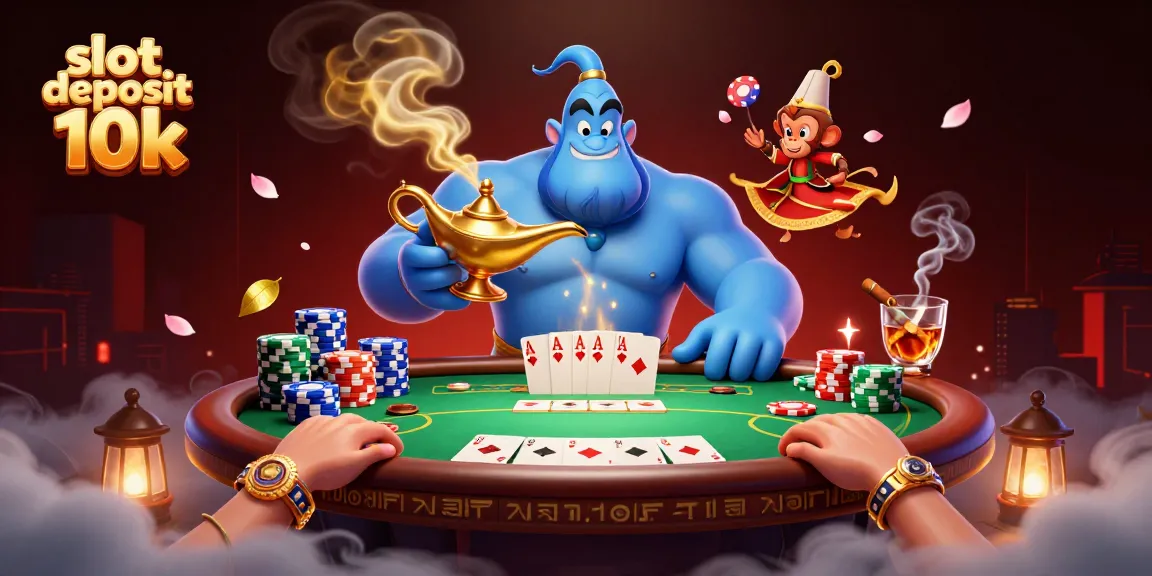 Engage in the thrilling action of slot deposit 10k with vibrant casino elements and characters.