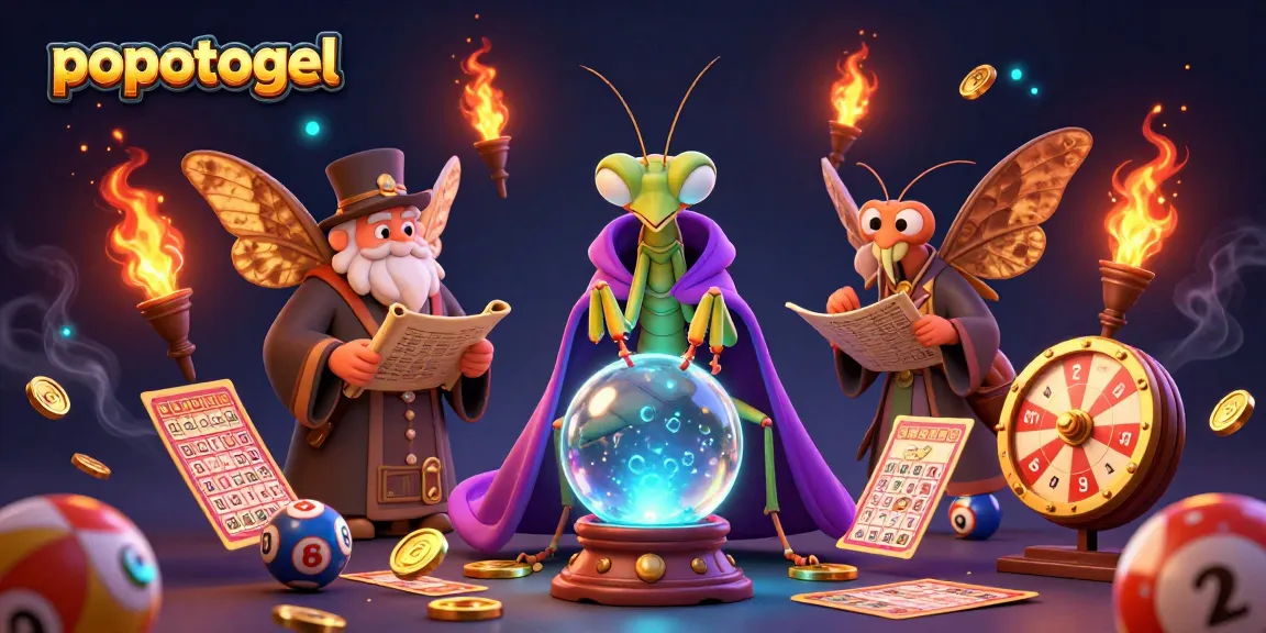 Engage with popotogel's immersive lottery world featuring vibrant illustrations of fortune tellers and enchanted gaming elements.