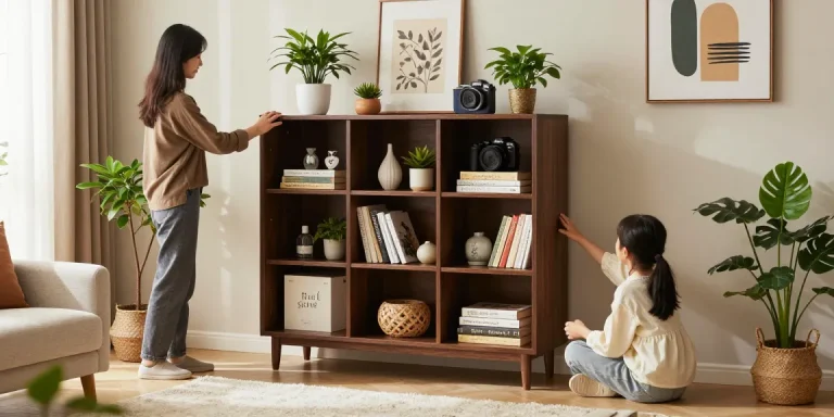 Stylish ตู้เก็บของ in a modern living room, enhancing organization and decor.