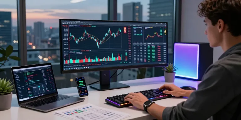 HCNWF stock price displayed on advanced trading setup with multiple crypto analytics tools in a modern workspace.