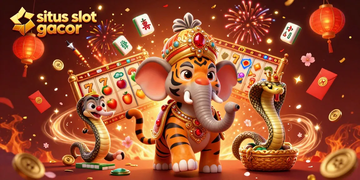 Experience situs slot gacor with vibrant slot reels and festive casino elements in this animated artwork.
