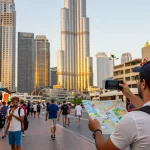 Where Can I Find High Grade Weed In Dubai (UAE) As A Tourist – Approved Guide showcasing a vibrant traveler exploring Dubai's bustling streets.