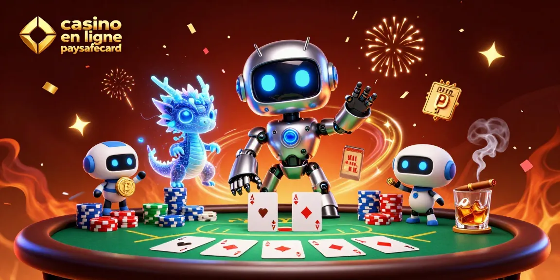 Profitez du jeu au casino en ligne paysafecard avec des personnages futuristes entourés de jeux de poker.