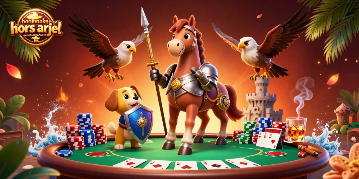 bookmaker hors arjel acceptant les français, pariez autour d'une table de poker animée avec des personnages médiévaux