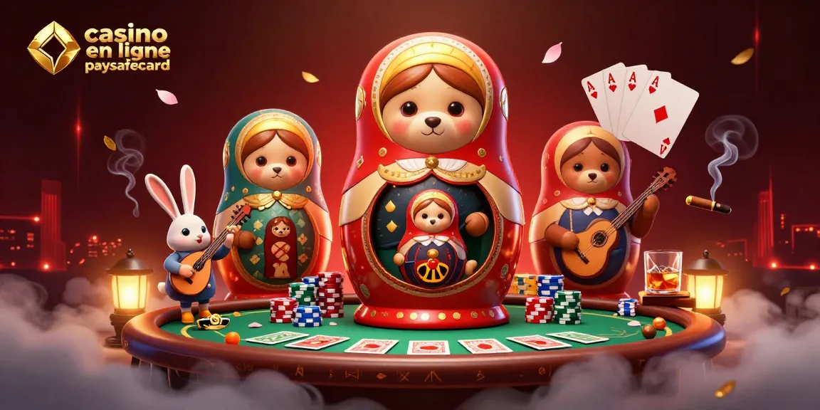 Découvrez notre illustration 3D captivante de casino en ligne paysafecard avec des ours et un lapin.