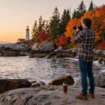 Serge Robichaud enjoying the picturesque autumn coast of New Brunswick