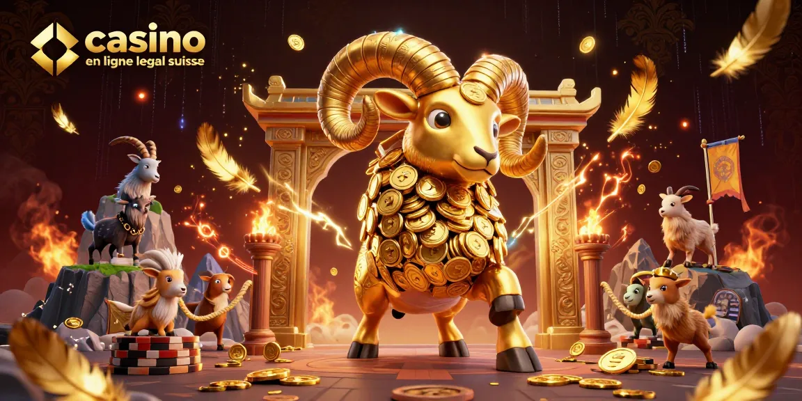 Jouer sur un casino en ligne légal suisse avec un bélier doré dynamique et spectaculaire.