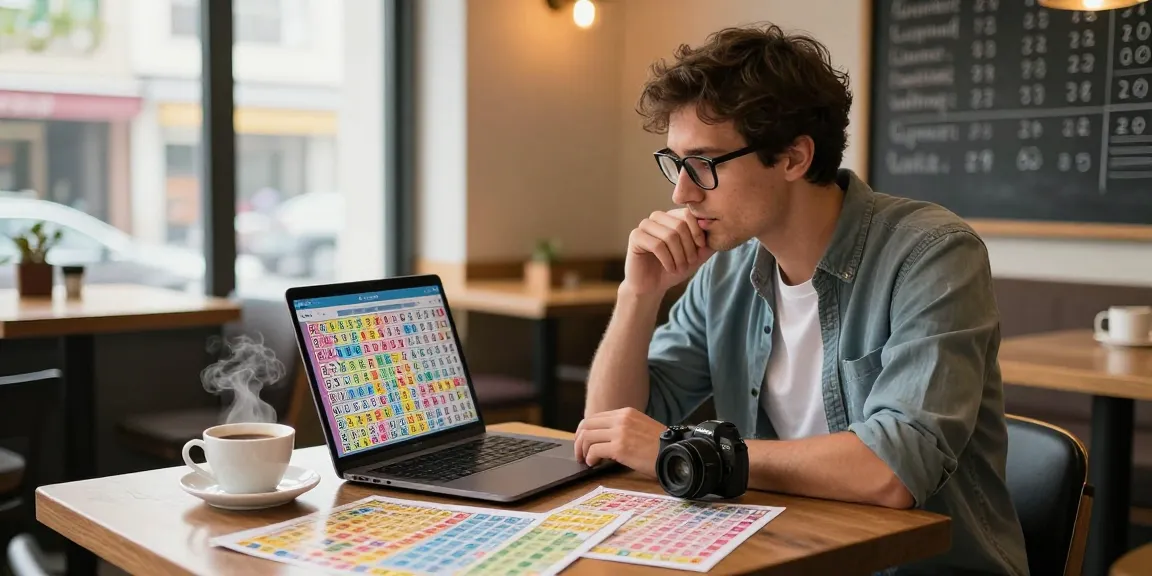 Analisis nomor rejeki oleh pakar togel di kafe, dengan catatan dan laptop yang menunjukkan prediksi angka keberuntungan.